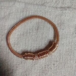 Copper color mesh stretch crystal rings bracelet